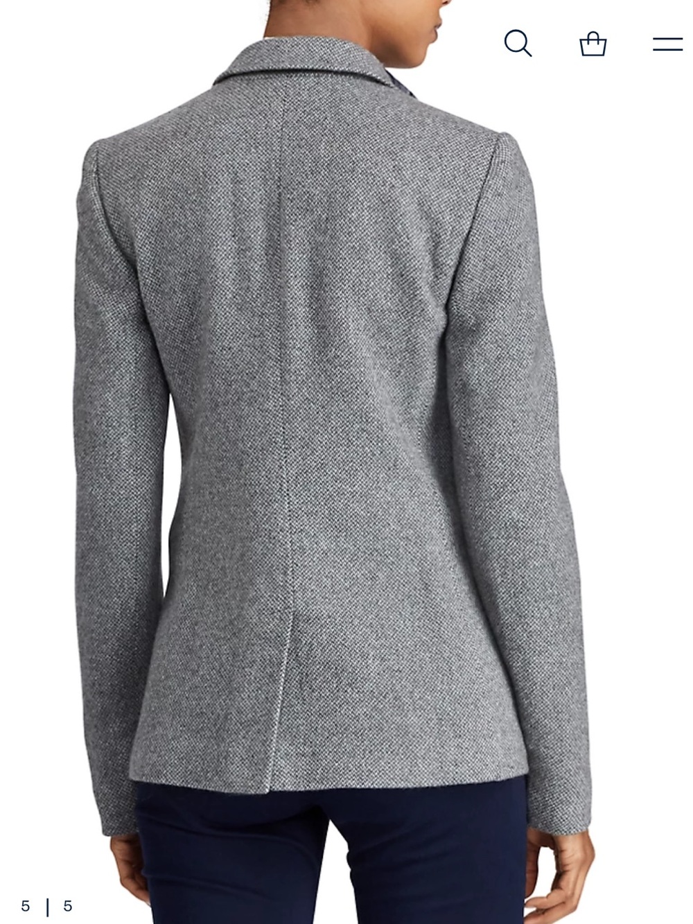 Lauren Ralph Lauren Single Button Tweed Blazer Wool Blend Gray Size 16 - Picture 2 of 13